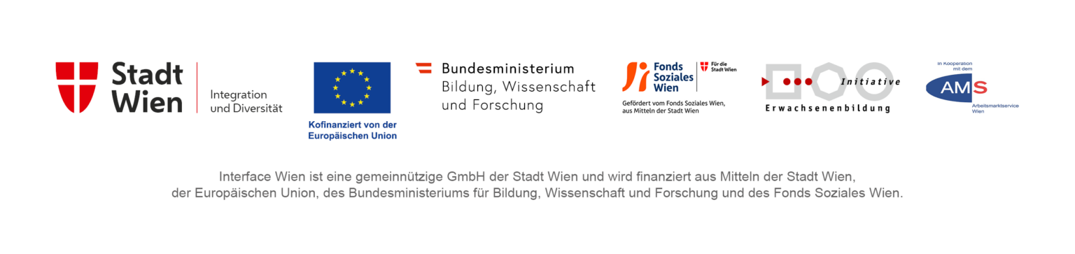 Logo und Hinweise Fördergeber Interface Wien