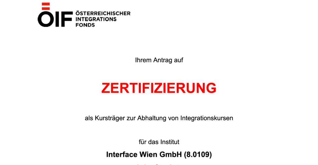 Ausschnitt ÖIF-Zertifizierung