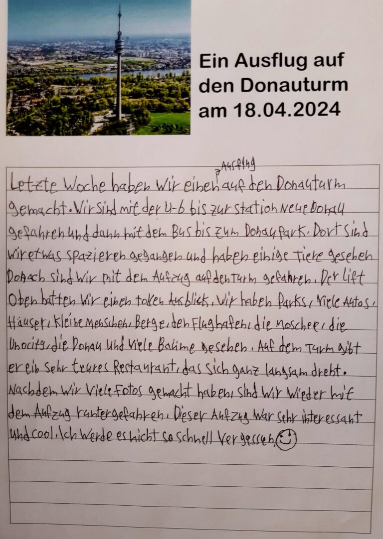 Ausflug zum Donauturm: Text eines Teilnehmers